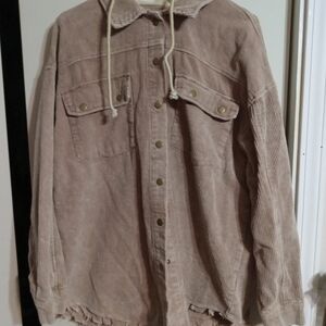 Source Unknown Women's Tan Corduroy Shirt Jacket
